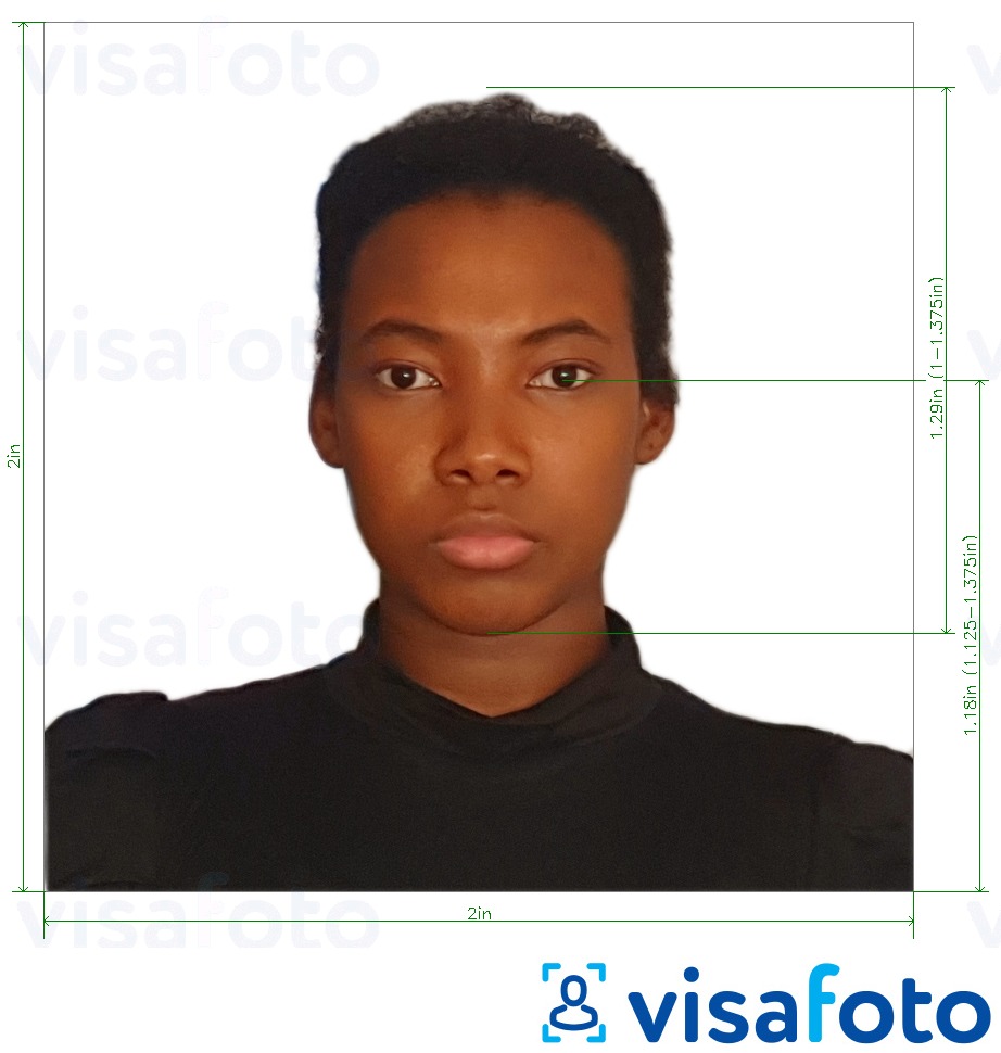  کی تصویر کی مثال ڈومینیکن ریپبلک پاسپورٹ 2x2 انچ سائز کی تفصیلات كے مطابق بنائی گئی ،  