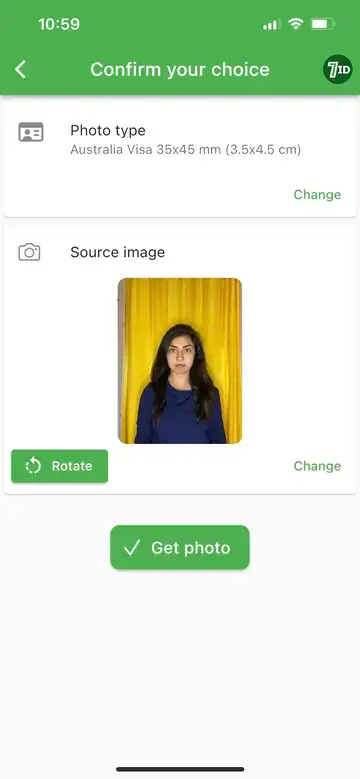 7ID App: Australian Visa Photo Size Editor