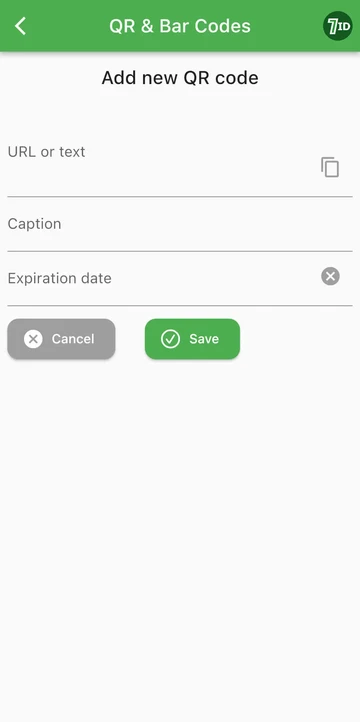 7ID App: QR code generator from a url