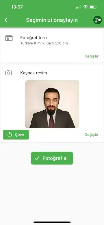 7ID App: Turkish passport Photo Size