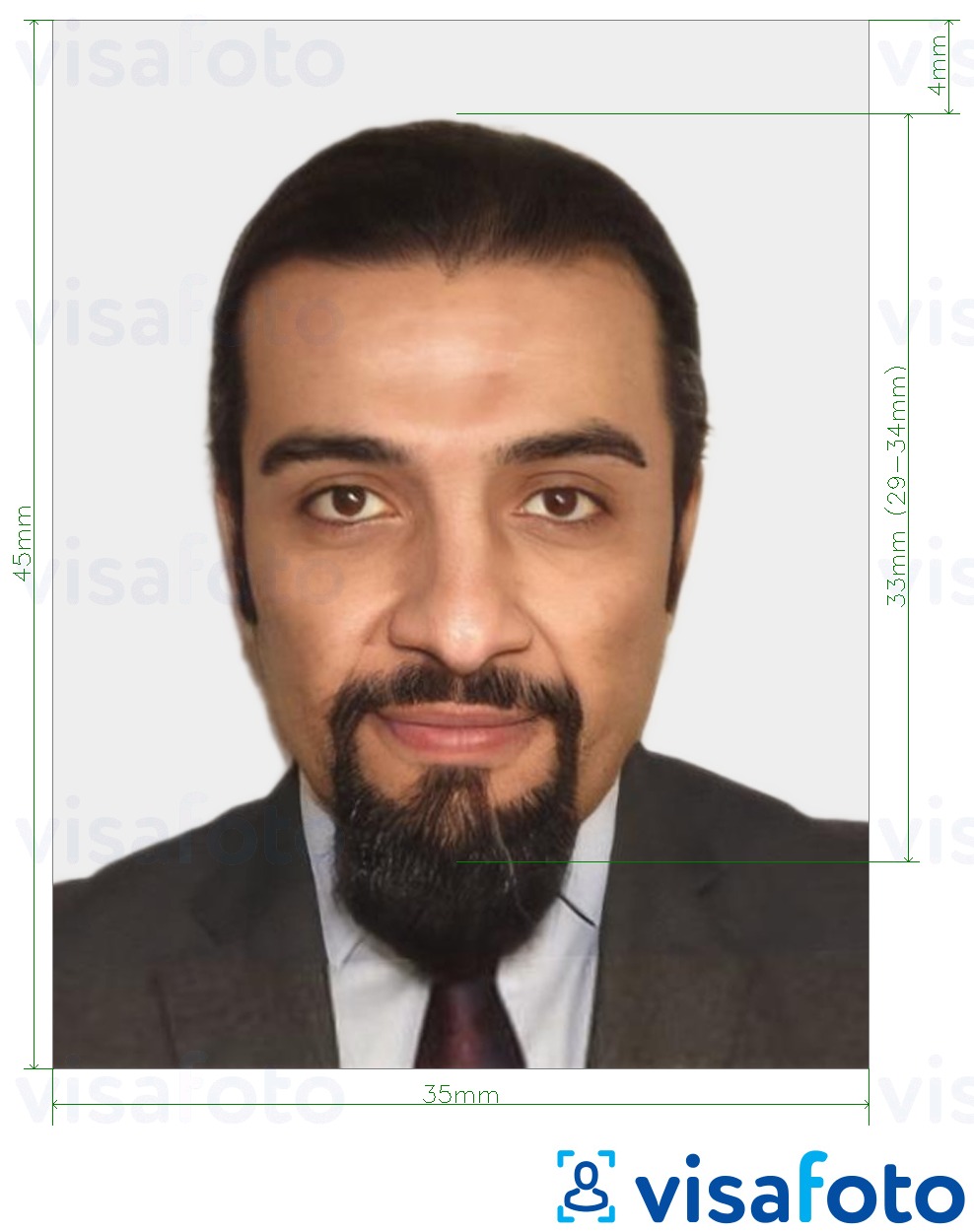  کی تصویر کی مثال مراکش قومی شناختی کارڈ 35x45 ملی میٹر (3.5x4.5 سینٹی میٹر) سائز کی تفصیلات كے مطابق بنائی گئی ،  