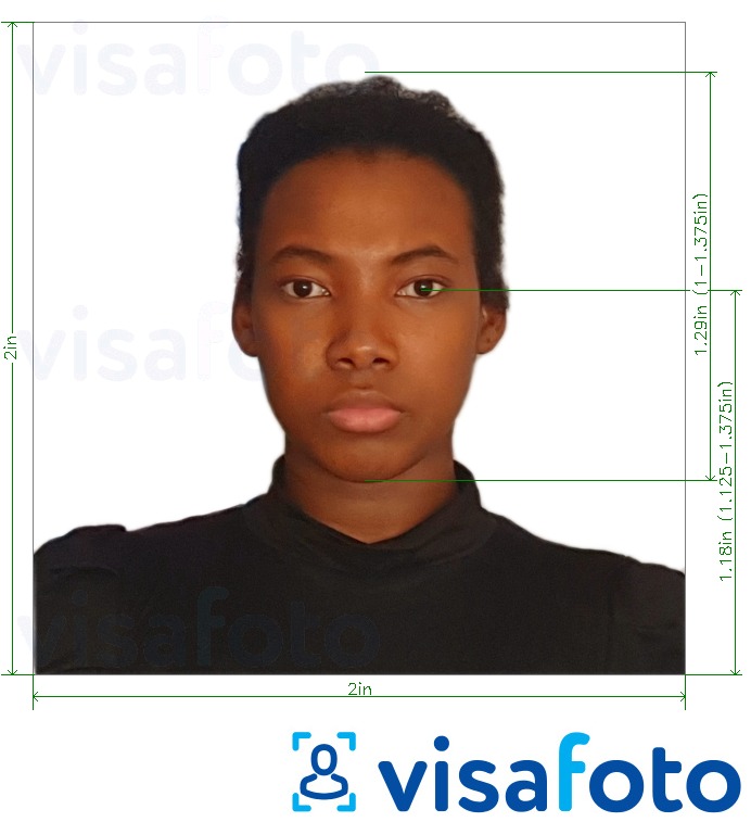  کی تصویر کی مثال یوگنڈا پاسپورٹ تصویر 2x2 انچ (51x51mm، 5x5 سینٹی میٹر) سائز کی تفصیلات كے مطابق بنائی گئی ،  