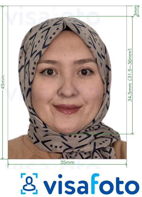  کی تصویر کی مثال ازبکستان کا پاسپورٹ 35x45 ملی میٹر سائز کی تفصیلات كے مطابق بنائی گئی ،  